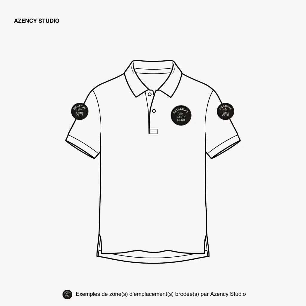Broderie sur textile, polo : emplacements côté cœur et manches