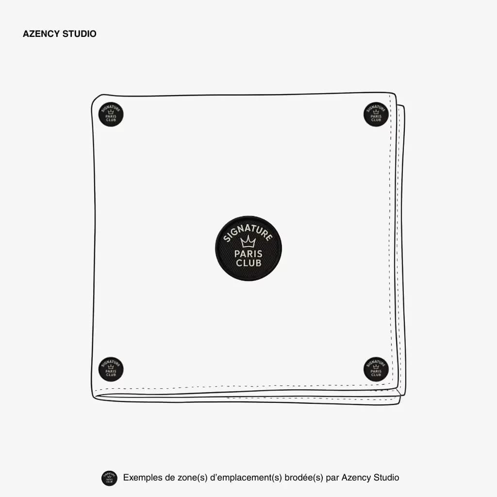 Broderie sur textile, serviette de table : emplacements angle, coins et centre