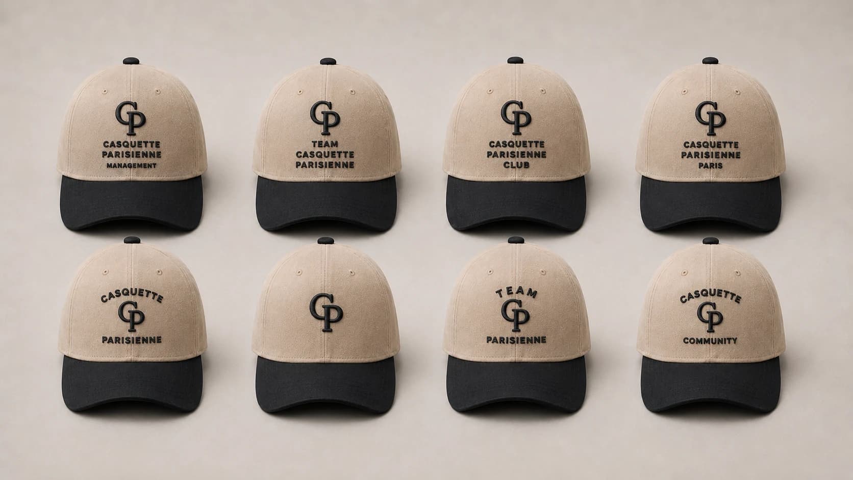 Broderie 3D puff sur une série de casquettes, plusieurs coloris