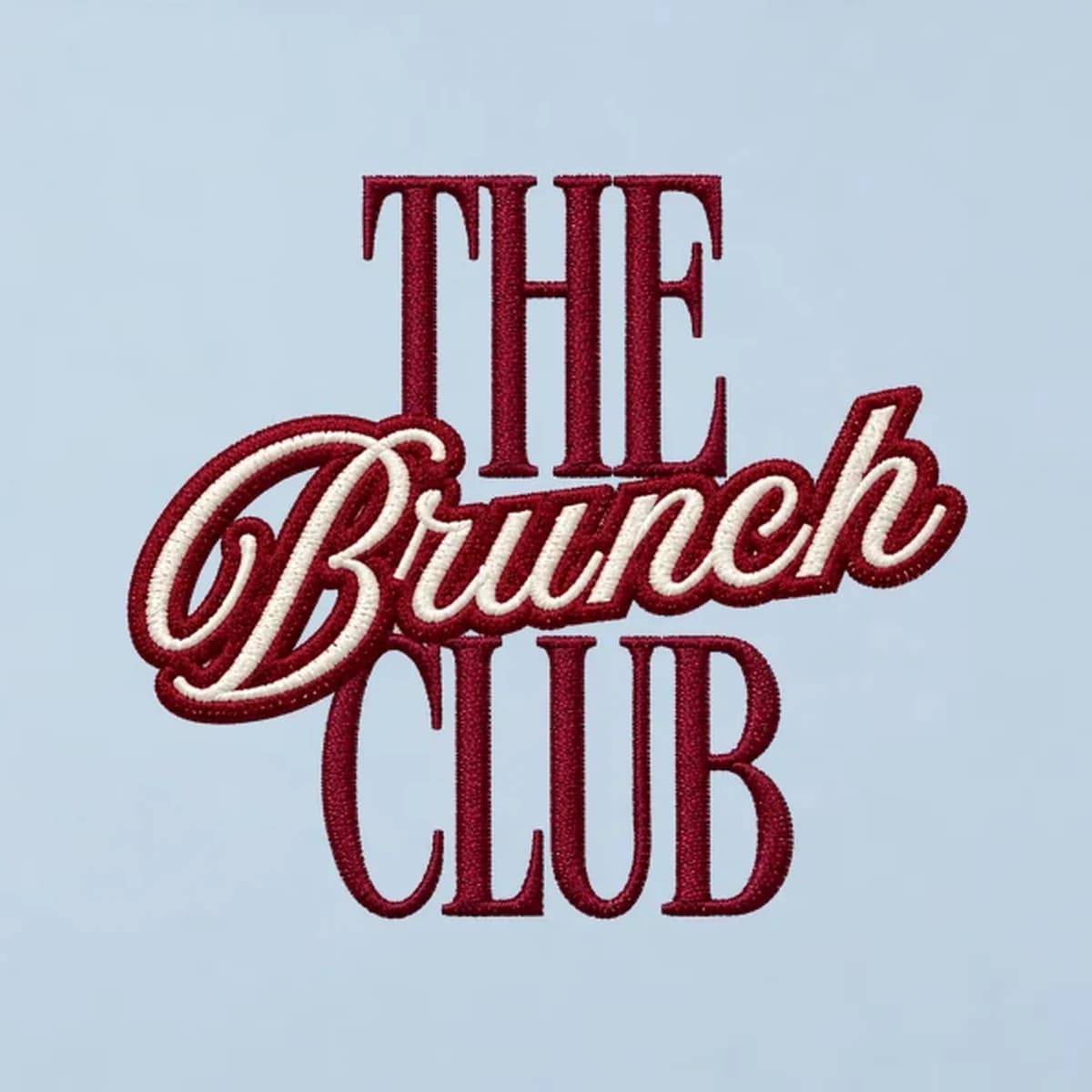 Sérigraphie vs broderie : lettrage The Brunch Club brodé en relief