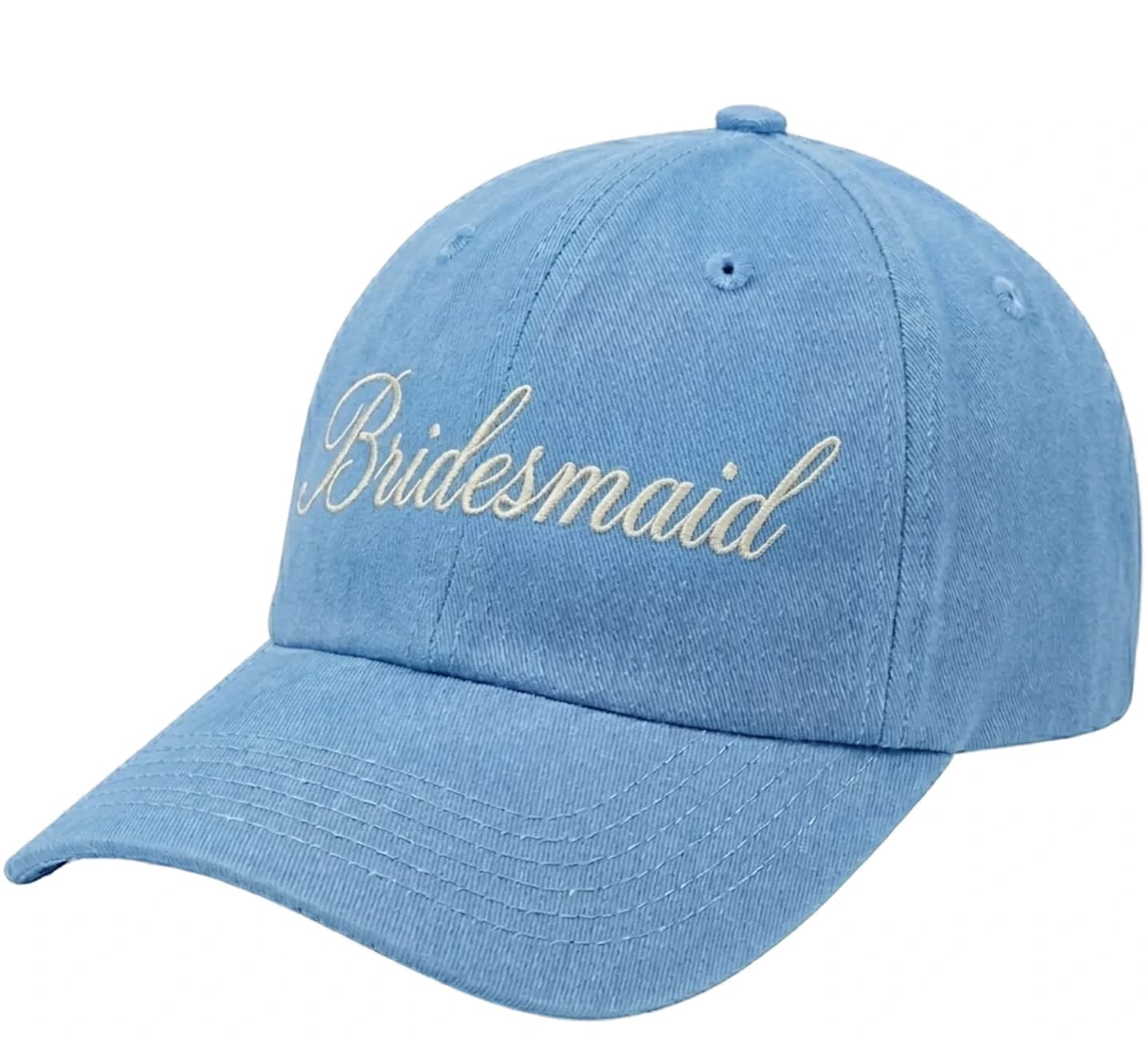 Casquette brodée personnalisée Bridesmaid en denim clair, série pour EVJF