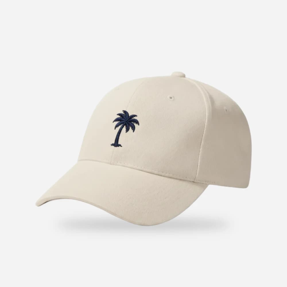 Casquette dad hat écrue brodée d'un palmier marine