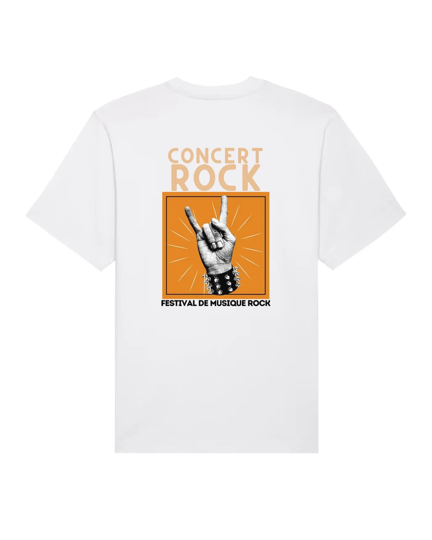 Impression personnalisée en DTF sur t-shirt blanc : affiche Concert Rock en quadrichromie