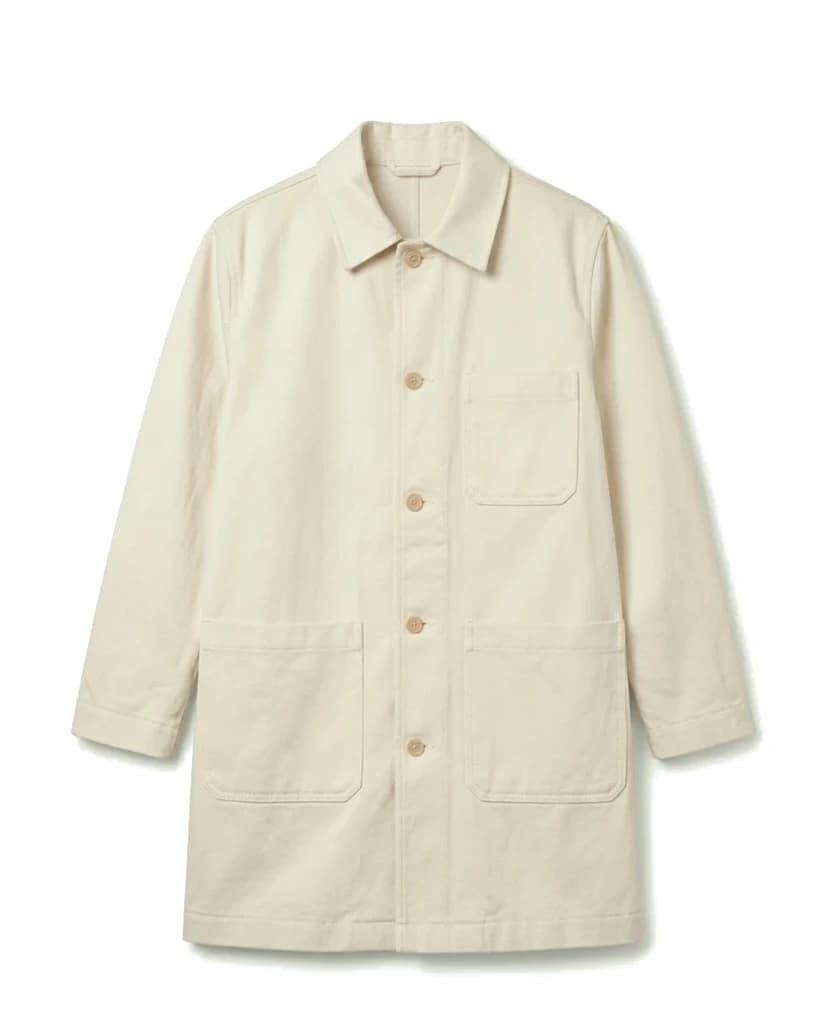 Broderie et impression : manteau à personnaliser, silhouette écru