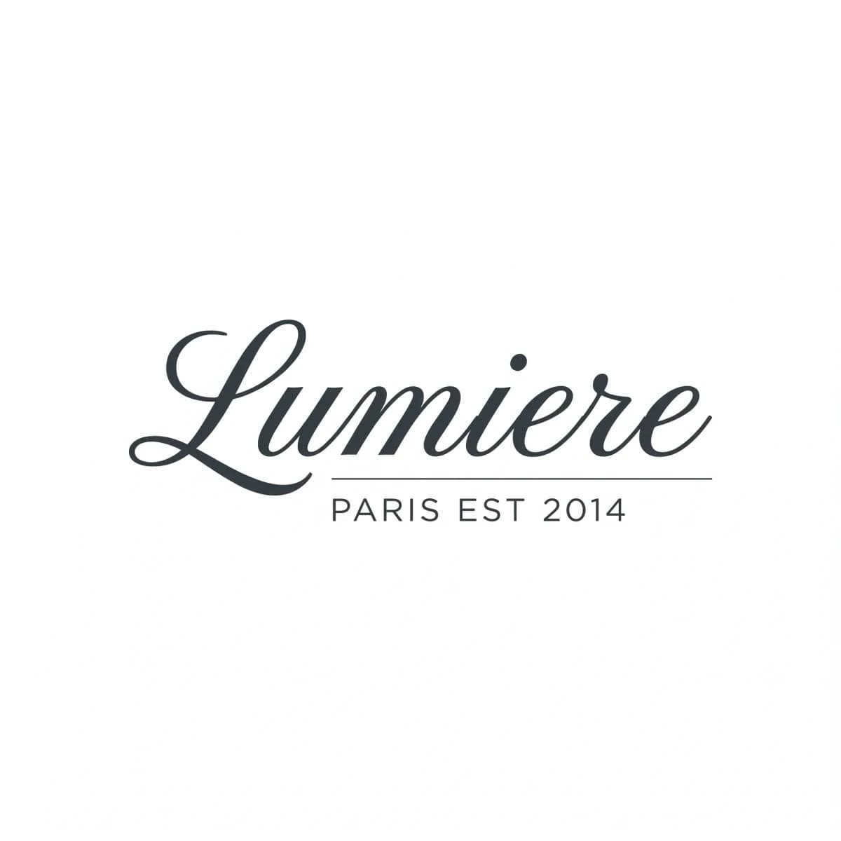 Logo pour broderie : Lumière en lettres script, tracé uni en une couleur, brodable