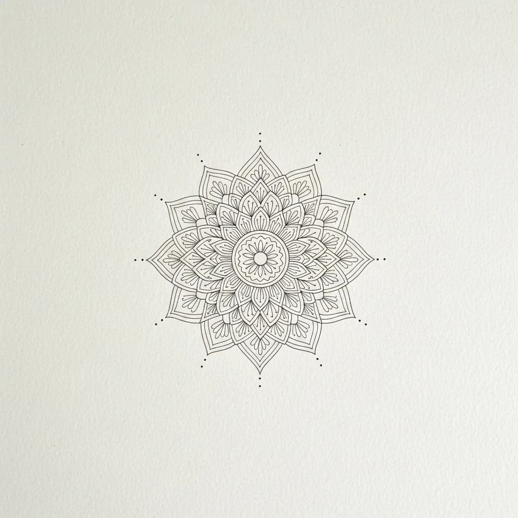 Logo pour broderie : mandala aux traits sous 1 mm, à adapter