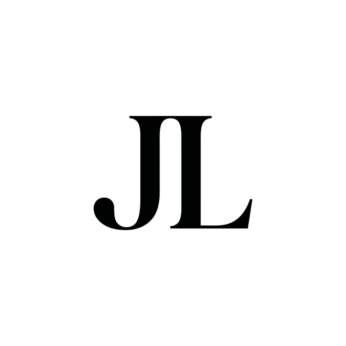 Logo pour broderie : monogramme JL en serif, lettres pleines, brodable