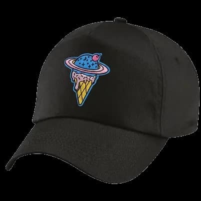 Casquette brodée personnalisée 5 panneaux, cornet de glace multicolore