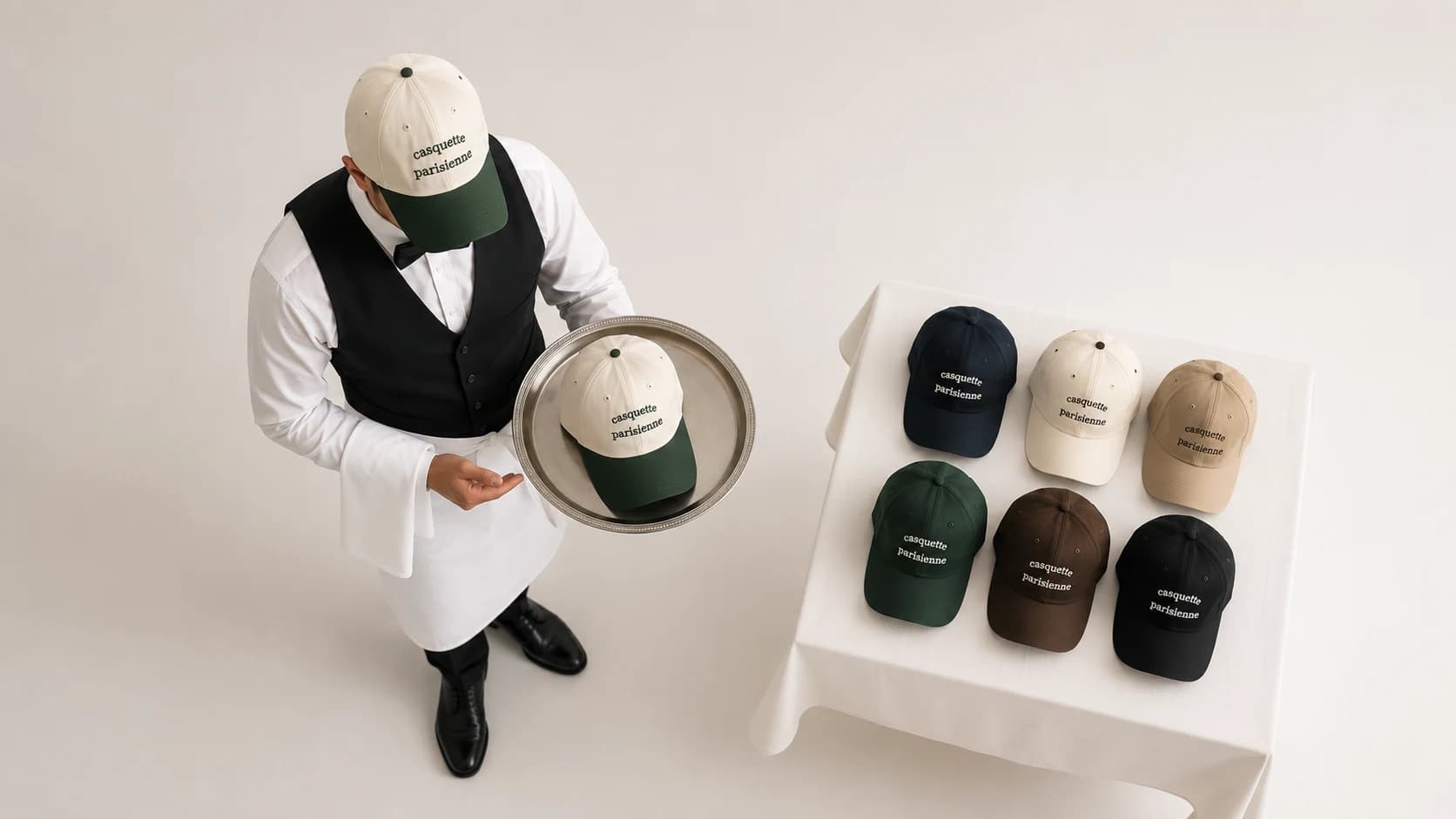 Broderie textile personnalisée : série de casquettes pour une brigade d'hôtel