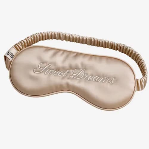 Broderie et impression personnalisées : masque de nuit en soie brodé « Sweet Dreams »