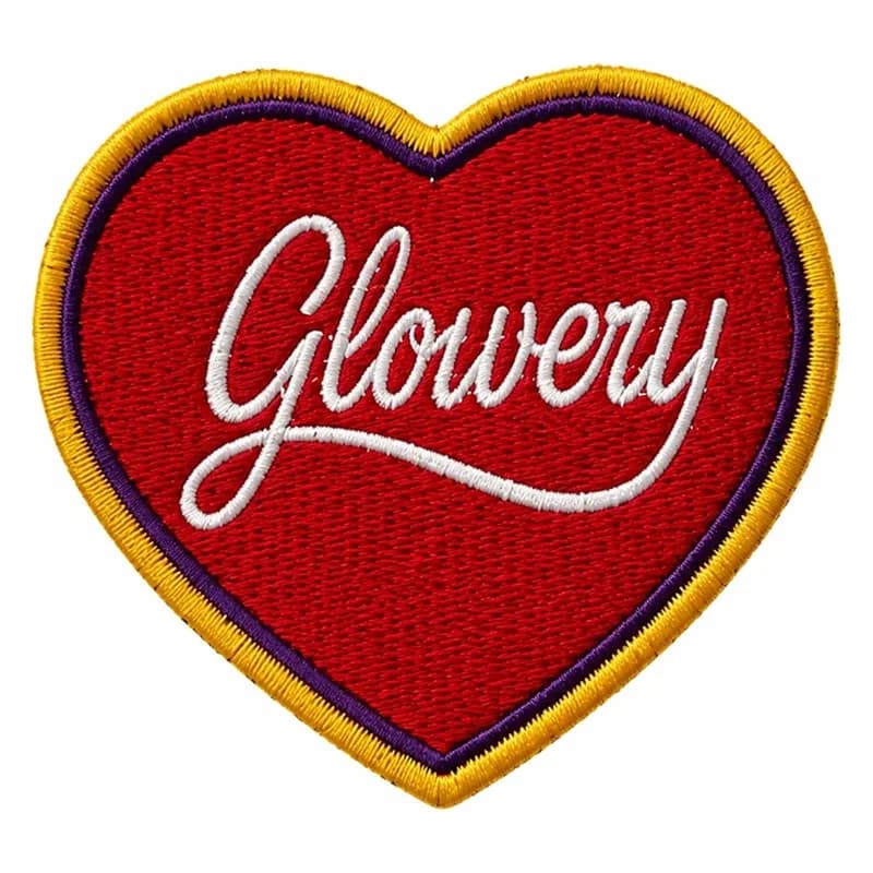 Patch brodé Glowery, cœur rouge à liseré doré
