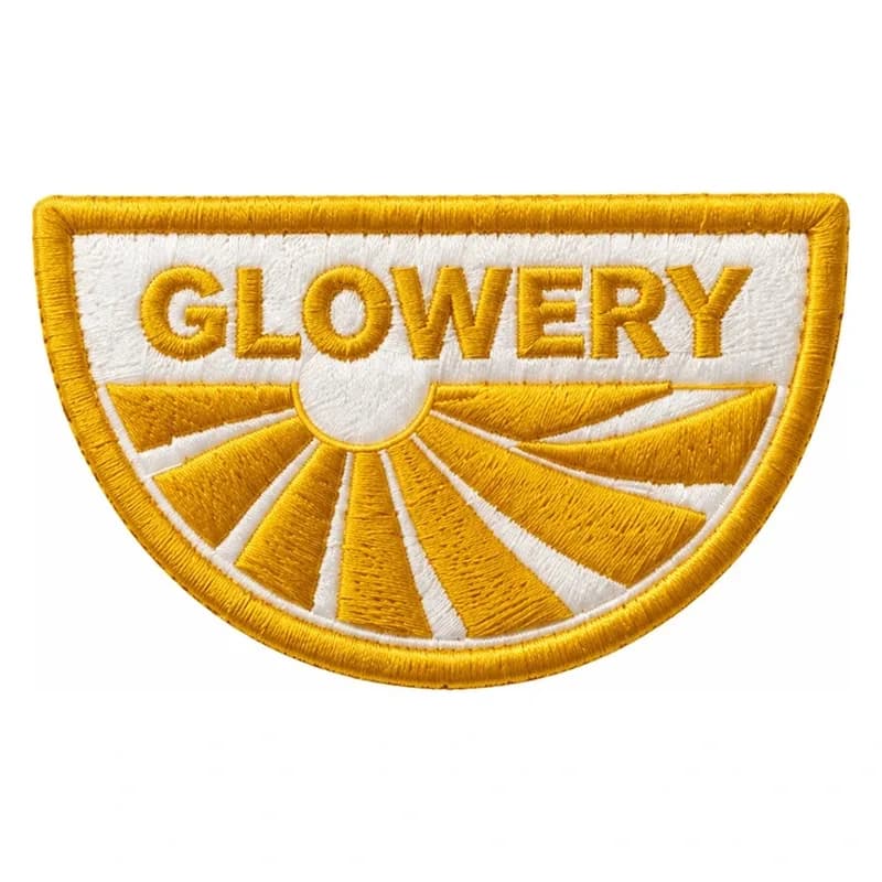 Patch brodé Glowery, demi-rond au soleil jaune